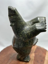 Inuit Art Dancing Bear Polar Carving Signed Stone Marked