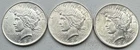 Lot of 3 Peace Dollars 1922, 1923, 1924 BU COINS-INV#7352