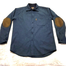 Pendleton Trail Shirt Mens Medium Blue Wool Elbow Patches Button Front