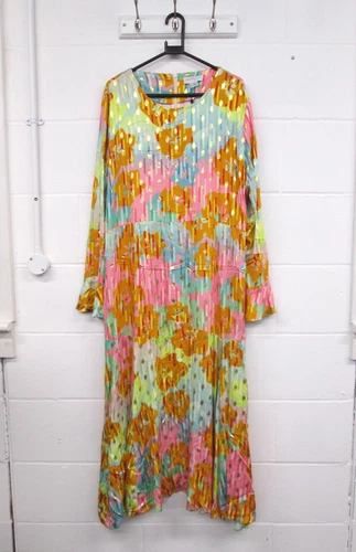Never Fully Dressed Multicolour Long Sleeve Eliza Midi Dress Size UK 22 BNWT