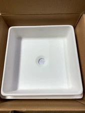 Vigo VG04001 White Stone Square Bathroom Sink, 15"x15"x5"