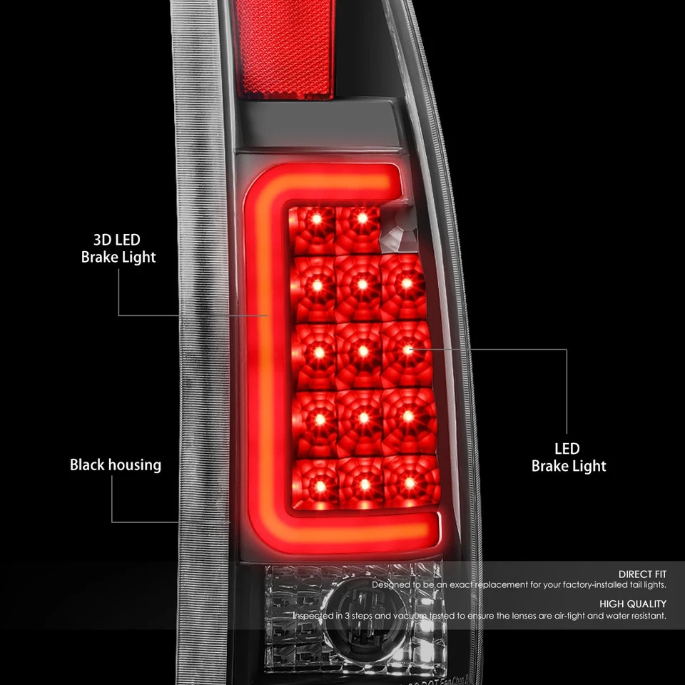 BLACK HOUSING CLEAR 3D LED TAIL+SMOKED 3RD BRAKE LIGHT FOR 92-00 SUBURBAN/TAHOE - Image 4 of 4