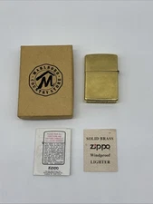 VINTAGE Zippo lighter Marlboro advertising brass With Box And Papers