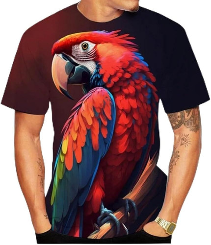 Men Women Fashion Parrot 3D Printed Short Sleeves T Shirts Casual Fashion Round