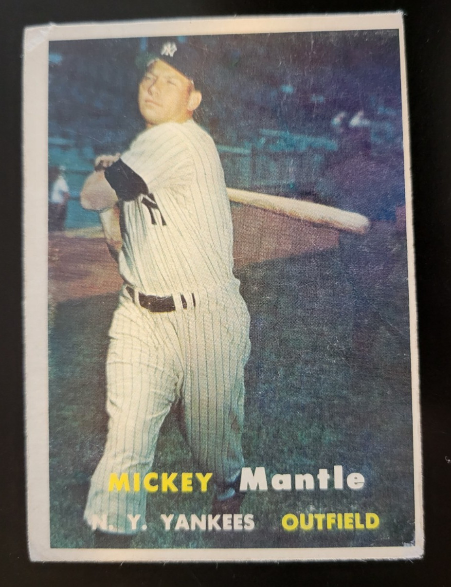 1957 TOPPS MICKEY MANTLE #95-NY YANKEES HOFer PSA CERT #161026891 MINSIZERQ view 1