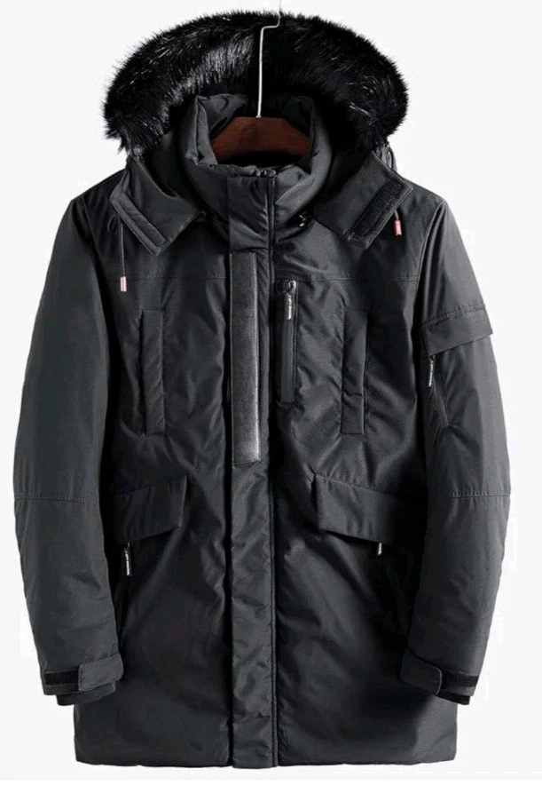WEEN CHARM Jacket Mens M Black Warm Parka Winter Coat. BS8826- BK-L
