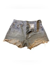 Levi  s 501 Button-Fly Denim Fray Hem High-Rise Distressed Denim Shorts Size 29