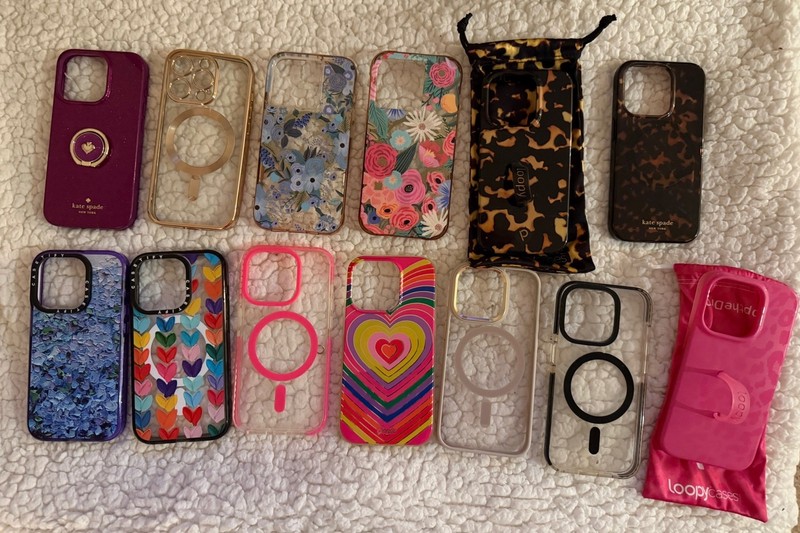 Lot of 13 iPhone 15 pro cases - 2 Loopy, 2 Kate Spade, 2 Casetify, 2 Rifle Paper