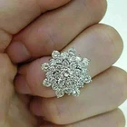 Lab Created Diamond 3Ct Round Cut Cluster Engagement Ring 14K Yellow Gold Plated