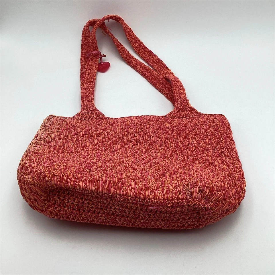 Liz Claiborne女式粉色和橙色编织托特包花卉衬里 — 第 2/4 张图片