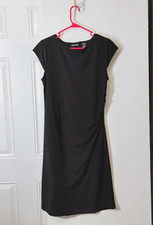 Vintage New York & Co Size M Women's Little Black Dress Knee Length Cap Sleeve