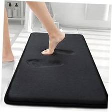  Memory Foam Bath Mat 30x20, Extra Soft and Absorbent Bathroom 30" x 20" Black