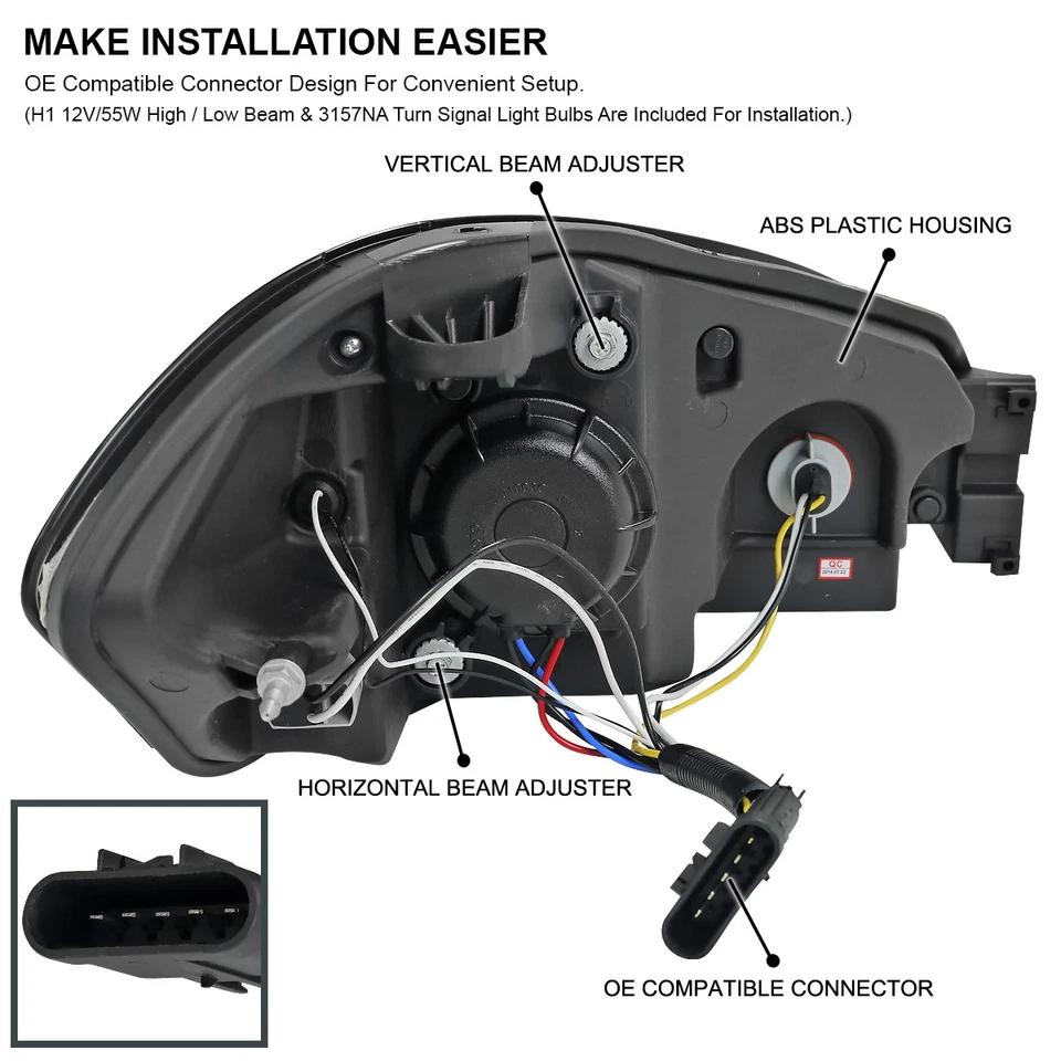 Clear Fits 2006-2013 Chevy Impala LED Strip Projector Headlights Lamps L+R 06-13 Foto 4 de 4