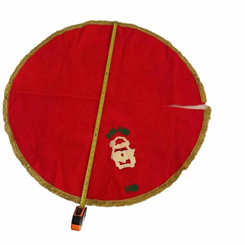 Vtg Christmas Appliqued Fabric Tree Skirt-Santa Claus Ho Ho Ho-35” Diameter- Red - Picture 5 of 15
