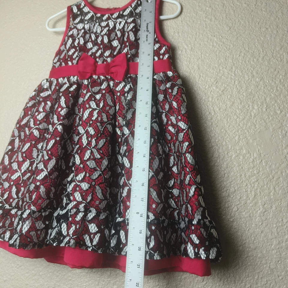 Penelope Mack Girls Sleeveless Lace Dress, Red/Black Floral Black Size 3t - Image 4 of 4