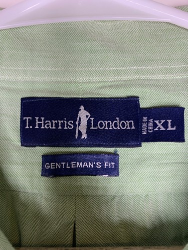 T Harris London Gentlemans Mens Fit Shirt Green Long Sleeve Button XL 2 - Picture 3 of 7