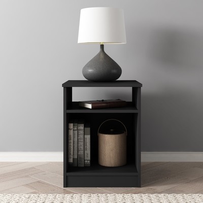 Mainstays Ardent Open Shelf Nightstand Black Easy Assembly Practical Convenient