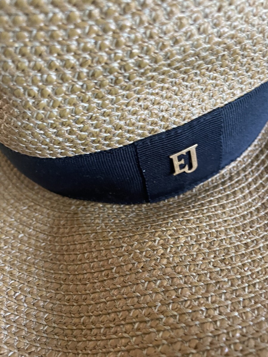 Eric Javits Natural & Black Packable Fedora Beach Sun Hat  display picture 1