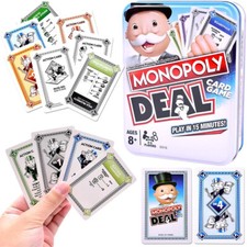 Monopoly Deal Playing Card Game with 110 Cards in Iron Box Travel Board Games
