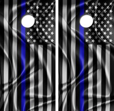 Blue Line Flag Cornhole Board Wrap LAMINATED Wrap Decal Vinyl Sticker 4012