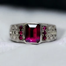 Ruby Gemstone With 925 Sterling Silver Groom Ring For Men's #BL78