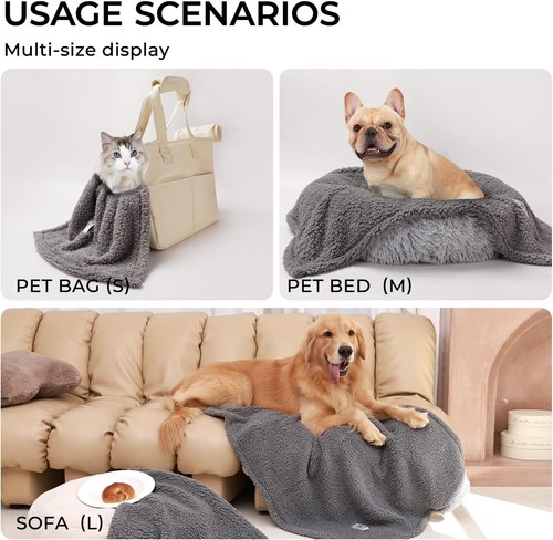 Calming 3-Pack Pet Blankets - Soft Grey Sherpa Throws for Indoor & Outdoor Use - Picture 6 of 9