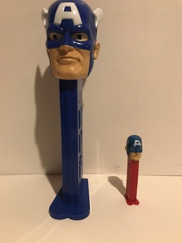 RETIRED Captain America GIANT PEZ DISPENSER 2011 Marvel + Matching Pocket Sized