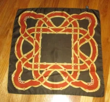 BASLER Brown Rust Gold Horse Bridles Belts 100% Silk Square Scarf 19"