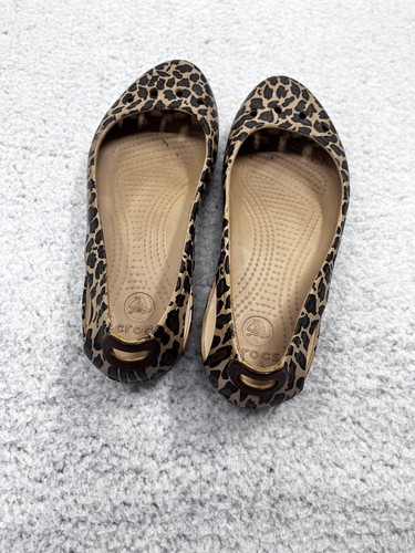 Crocs Leopard Cheetah Animal Print Slip On Ballet Flats Shoes Women 8 - Picture 4 of 10