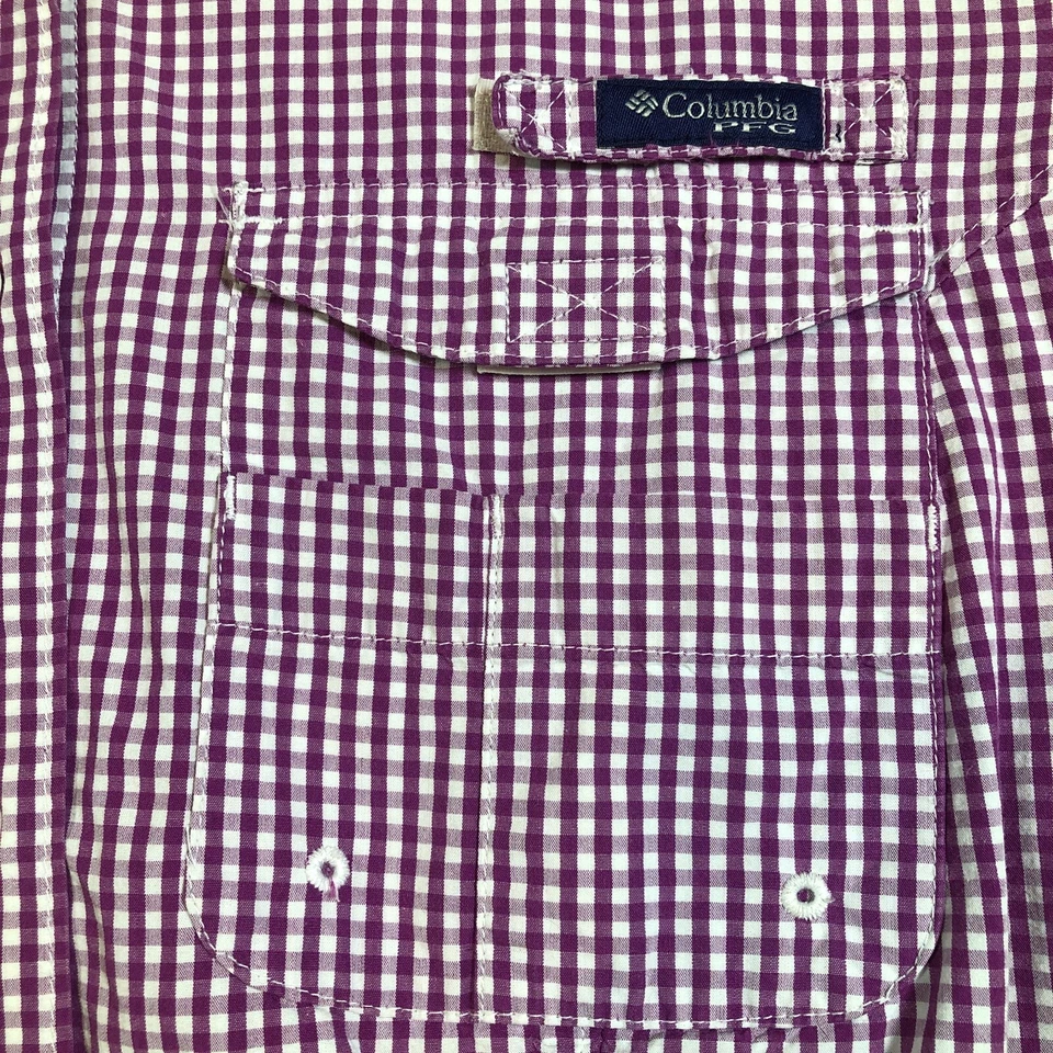 Top Columbia Super Bonehead para mujer PFG talla S púrpura a cuadros con botones omnishade Foto 4 de 4