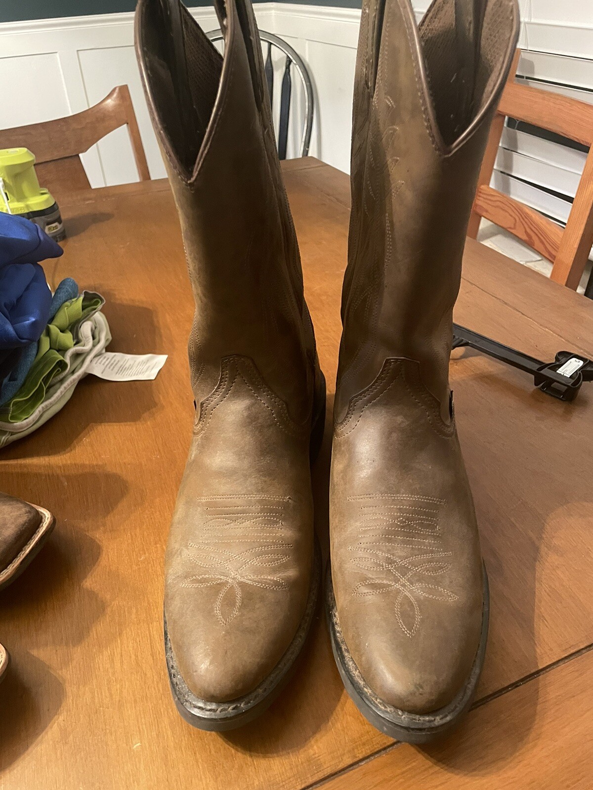 Justin Boots JB1100 Mens 12D Brown Leather Western Work Boot eBay