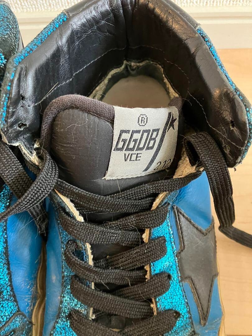 Golden Goose VCE/2.12 36 Women's High Cut Sneakers Leather Blue Star GGDB View 5