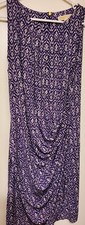  MICHAEL KORS Purple/White Sleeveless Jersey Knit Ruched Dress sz XL