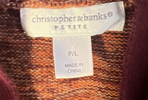 Christopher & Banks Women’s Size P/L Autumn Sweater Short Sleeved Snap Closure - Picture 7 of 11