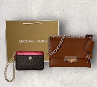 Michael Kors Mk Tasche Cece Crossbody GeldböRse Portmonee Jet Set Braun Rot Neu