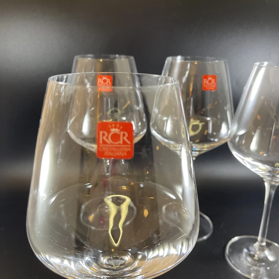 Juego de 4 vasos con pedestal de cristal italiano transparente RCR de 18 onzas Foto 4 de 4