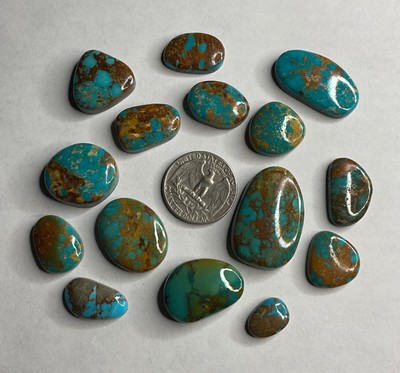 15 Mixed Turquoise Cabs 240 carats Blue with brown matrix Cabochon wholesale Lot