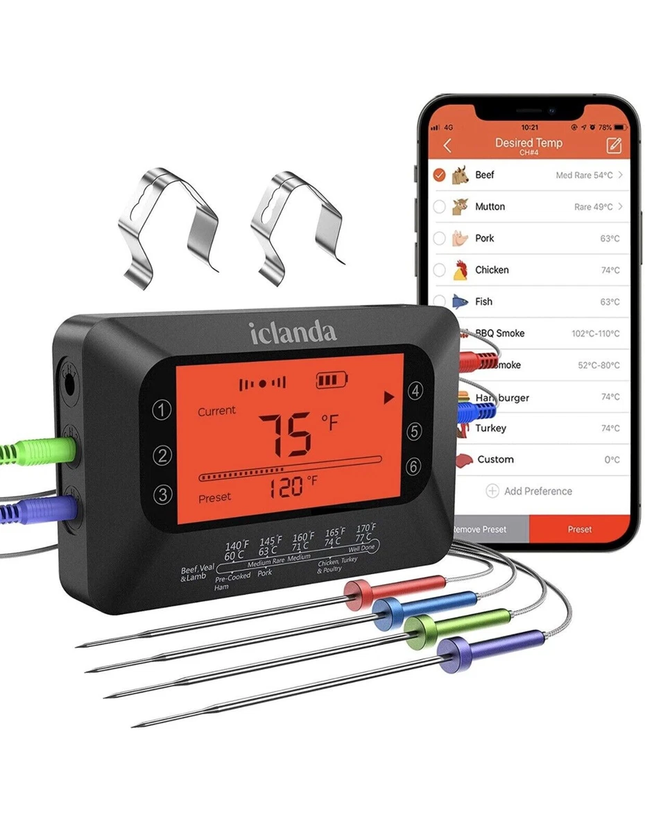 Easy BBQ Nano Smart Wireless Thermometer Black