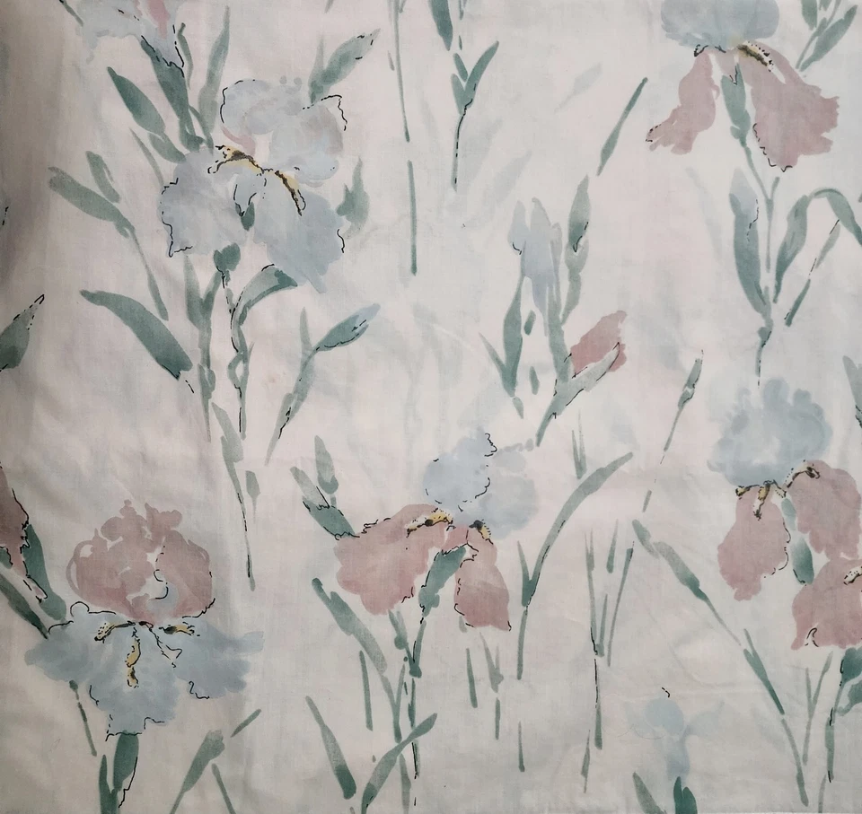 Vintage Springs Twin Flat Sheet Pillowcase Pink Bearded Iris NO IRON PERCALE USA - Image 2 of 4