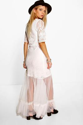 Boohoo Boutique Lilly All Over Crochet Lace Maxi Dress UK Size 12 | eBay UK