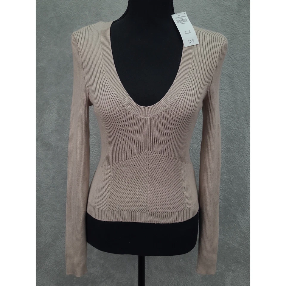 Suéter Abercrombie & Fitch de malha com nervuras ajustado gola redonda manga longa ajustado - Imagem 4 de 4