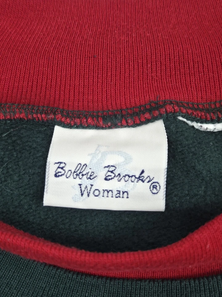 Bobbie Brooks Woman Green Red Embroidered Santa Claus Sweatshirt Pullover Sz 3XL - Image 2 of 4
