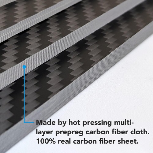 Carbon Fibre Sheet 3K Rigid 100% Carbon Matte Twill Thickness 0.2mm - 10mm - Afbeelding 3 van 7