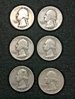 1937-1959 Lot 6 Washington Quarters 90% Silver