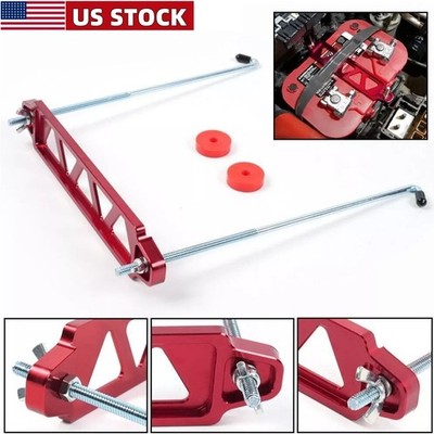 Aluminum Car Battery Hold Tie Down Bracket Mount Kit + 10'' J-Hooks Bolts Parts