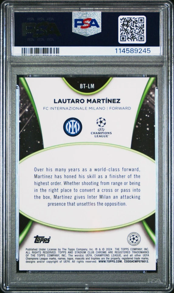 2023-24 Stadium ClubUCL #BT-LM Lautaro Martínez Beam Team SSP PSA 10 POP 2 - Image 2 of 2