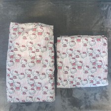 Pottery Barn Teen Hello Kitty Full Flat Sheet & Full Fitted Sheet Cotton Bedding