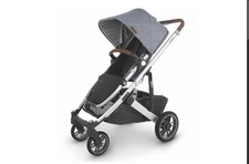 UPPAbaby Cruz V2 Stroller Gregory Blue Melange Silver Saddle Leather Excellent