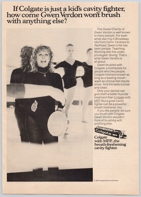 Colgate MFP Gwen Verdon Cavity Fighter 1973 Vintage Print Ad