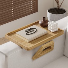 Portable Bamboo Couch Arm Chair Table Tray Foldable Armchair Display Rack Holder
